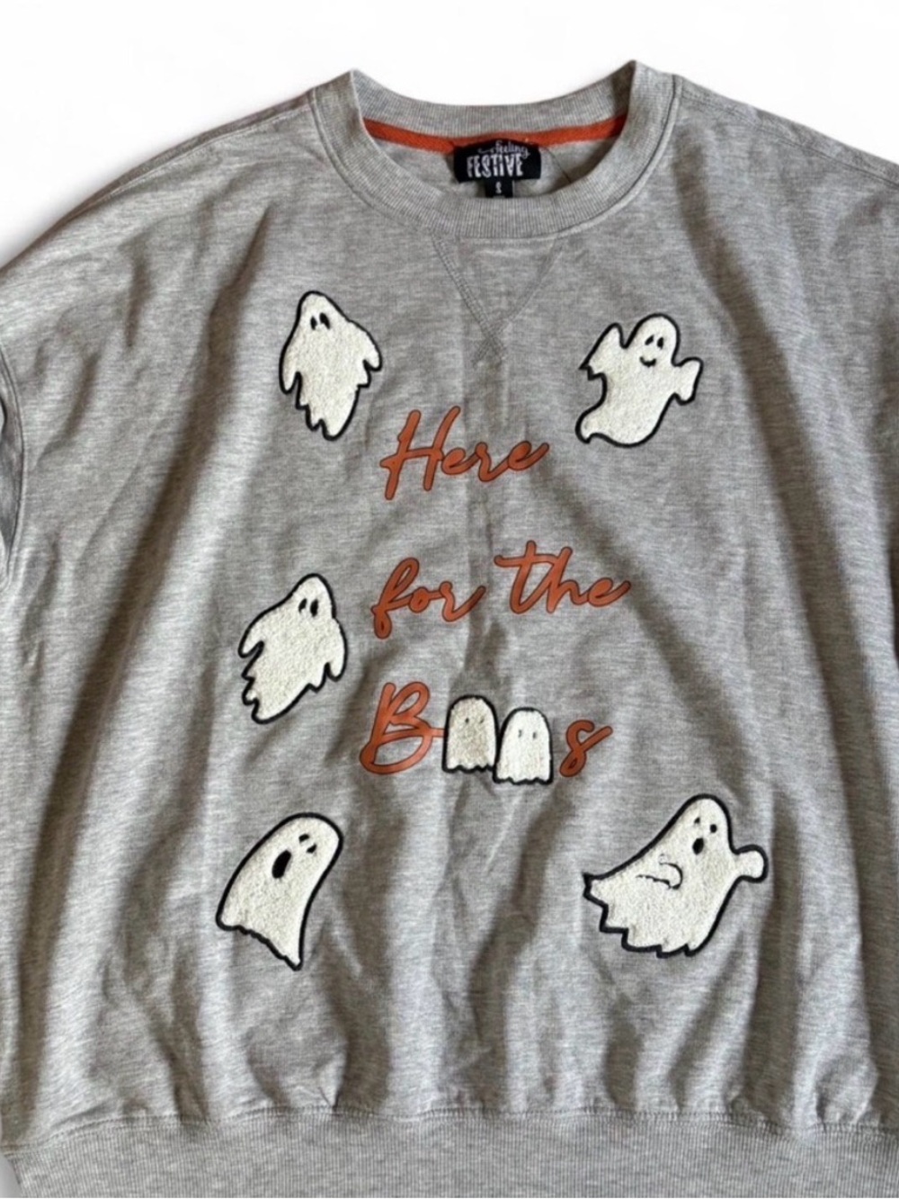Halloween Feeling Festive Crewneck Sweatshirt Here for the Boos Women’s Small